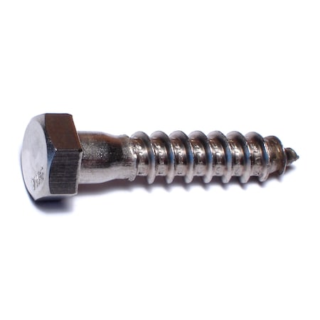 Lag Screw, 3/8 In, 1-3/4 In, Stainless Steel, Hex Hex Drive, 5 PK